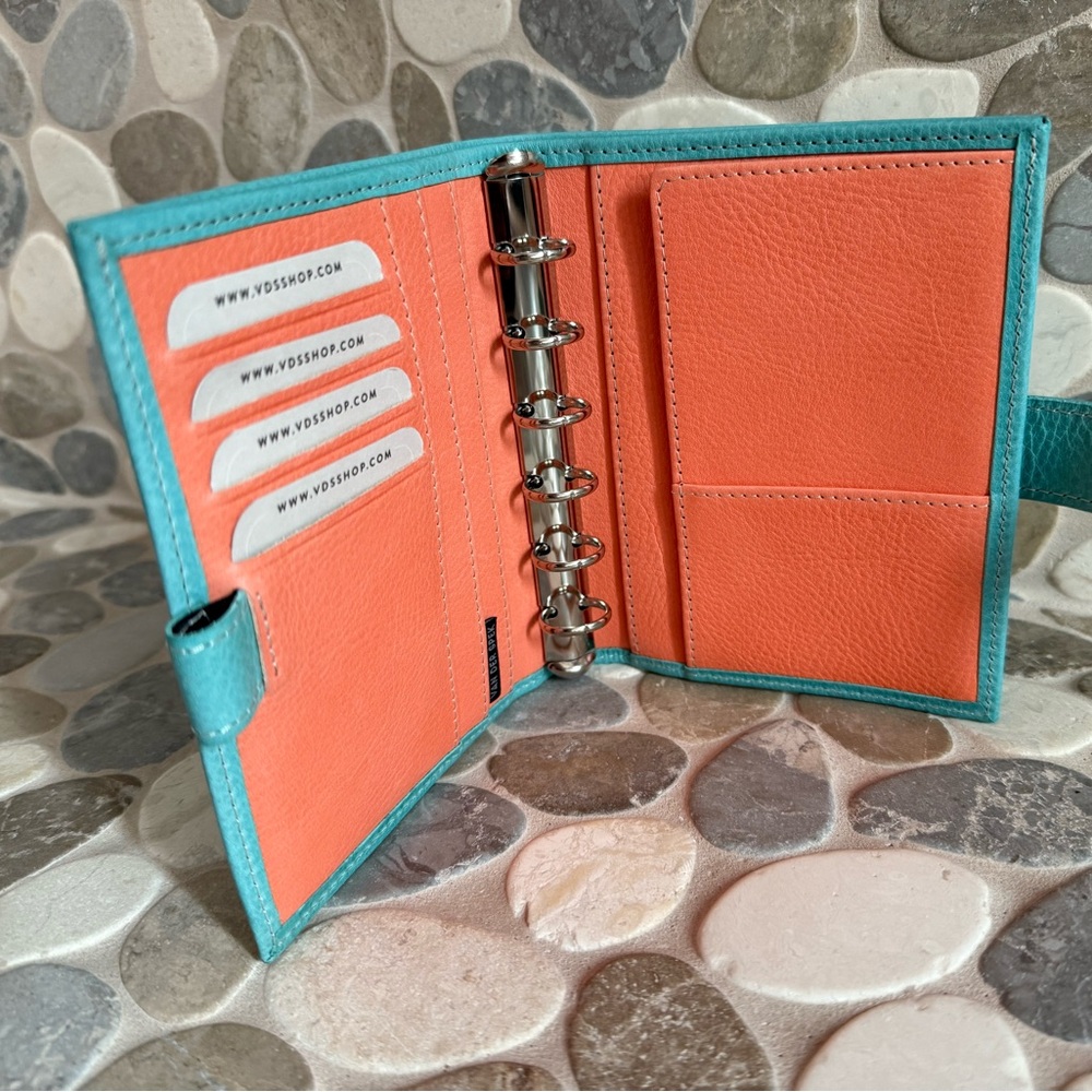 Van der Spek Custom Leather Pocket Rings Organizer, 16mm, Turchese and Peach - Picture 3 of 4